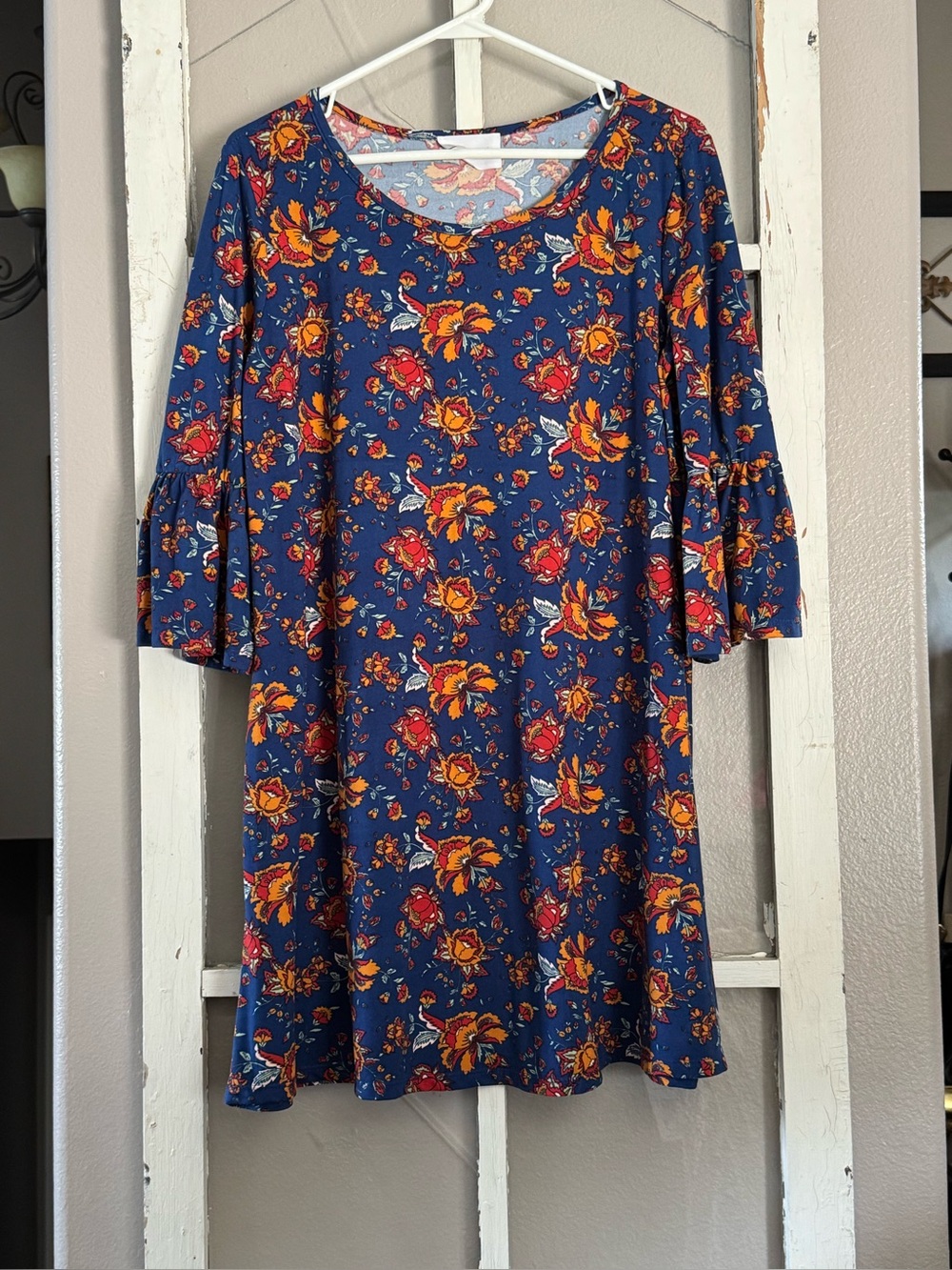 Adorable Blue Floral Bell-Sleeve Dress-New!